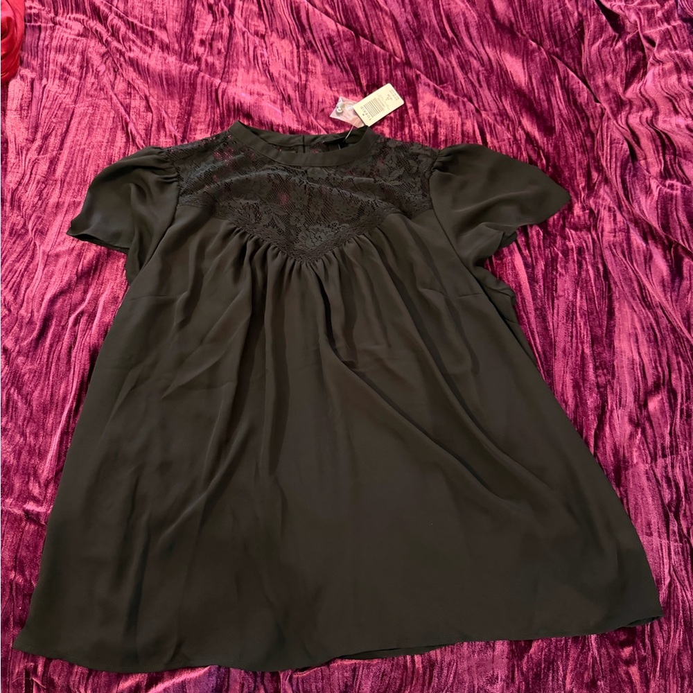 Torrid Black Lace Detail Blouse